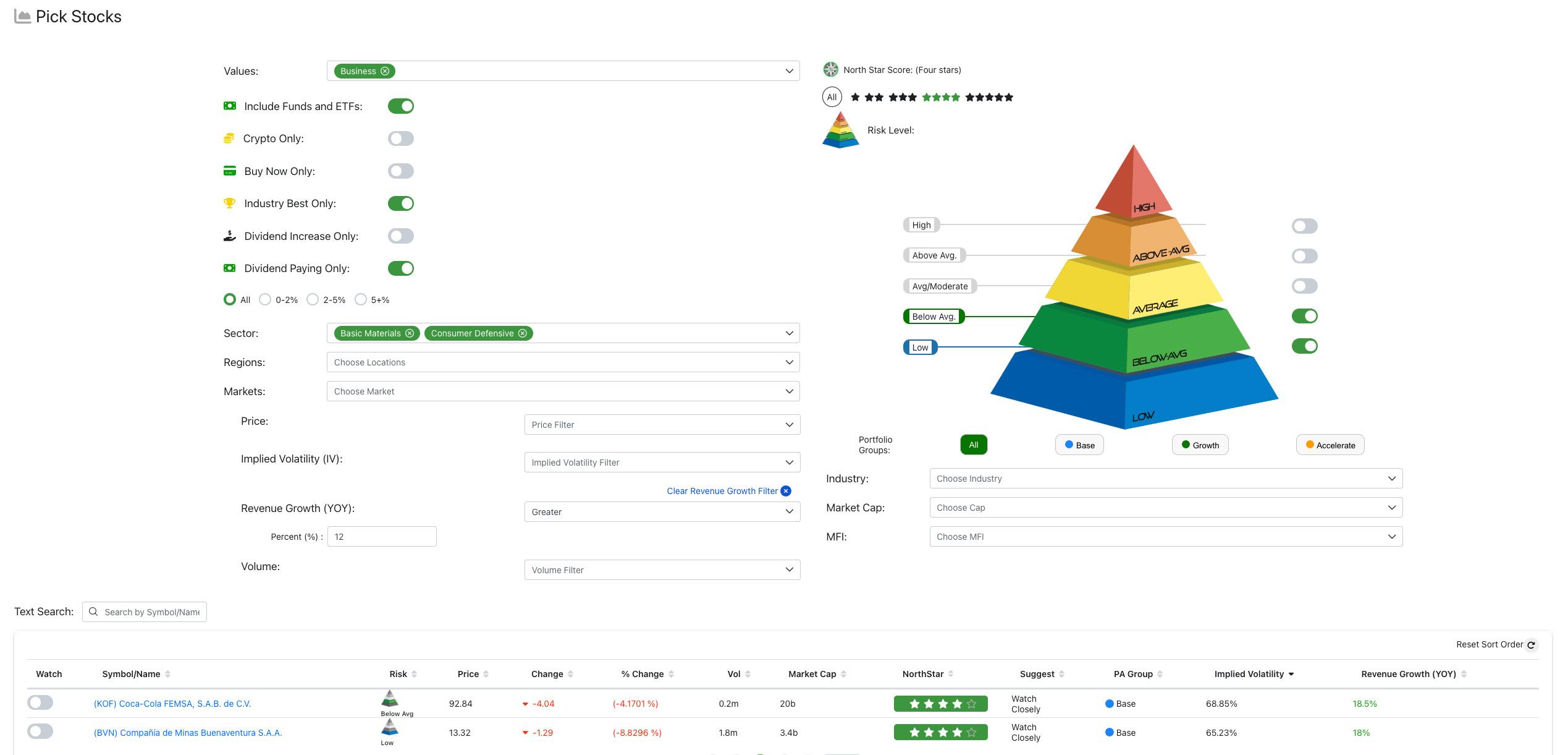 Pick Stocks - Stock Screener